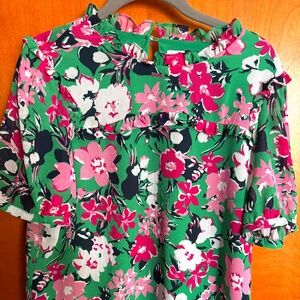 J Crew Floral Print Short Sleeve top